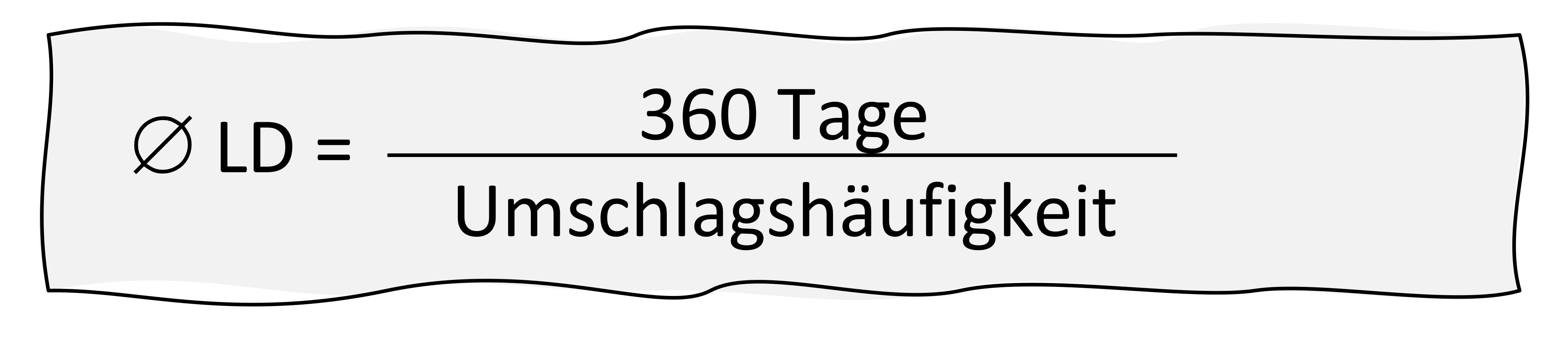 Formel zur Berechnung der durchschnittlichen Lagerdauer.