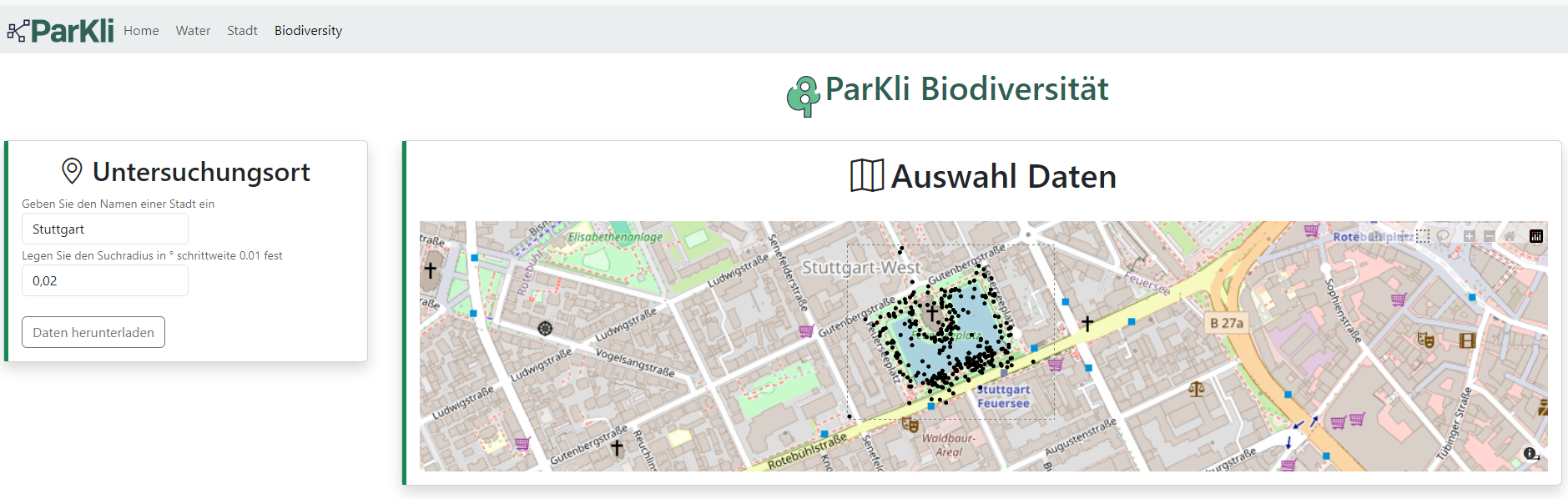 Eingrenzung Gebiet Biodiversität