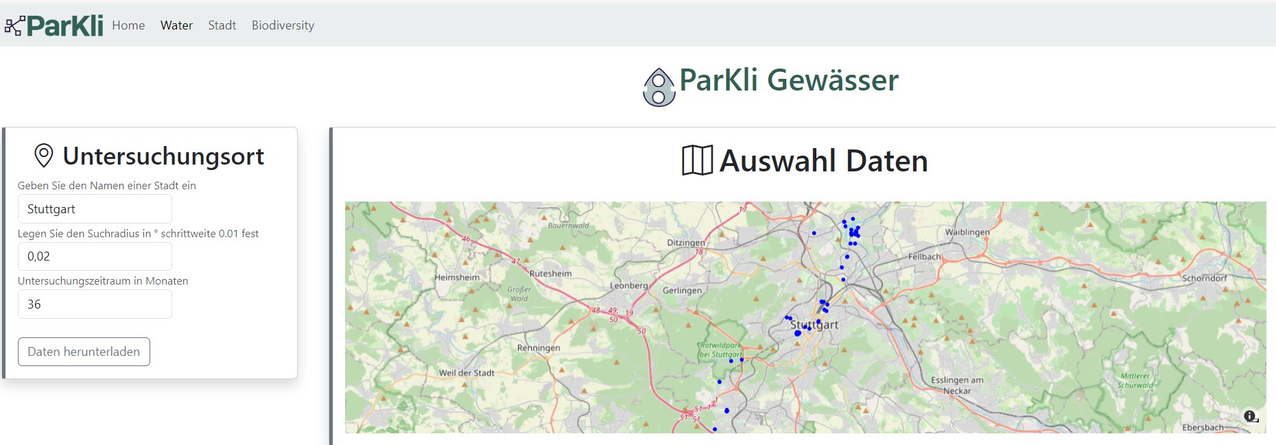 Datenanalyse Wasser Schritt 1 auf dem Dashboard