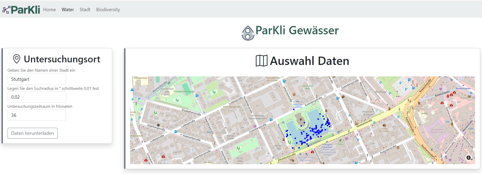 Näher eingegrenzter Untersuchungsort bei der Datenanalyse