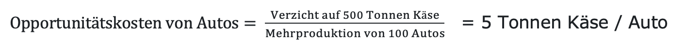 Formel: Berechnung der Opportunitätskosten 