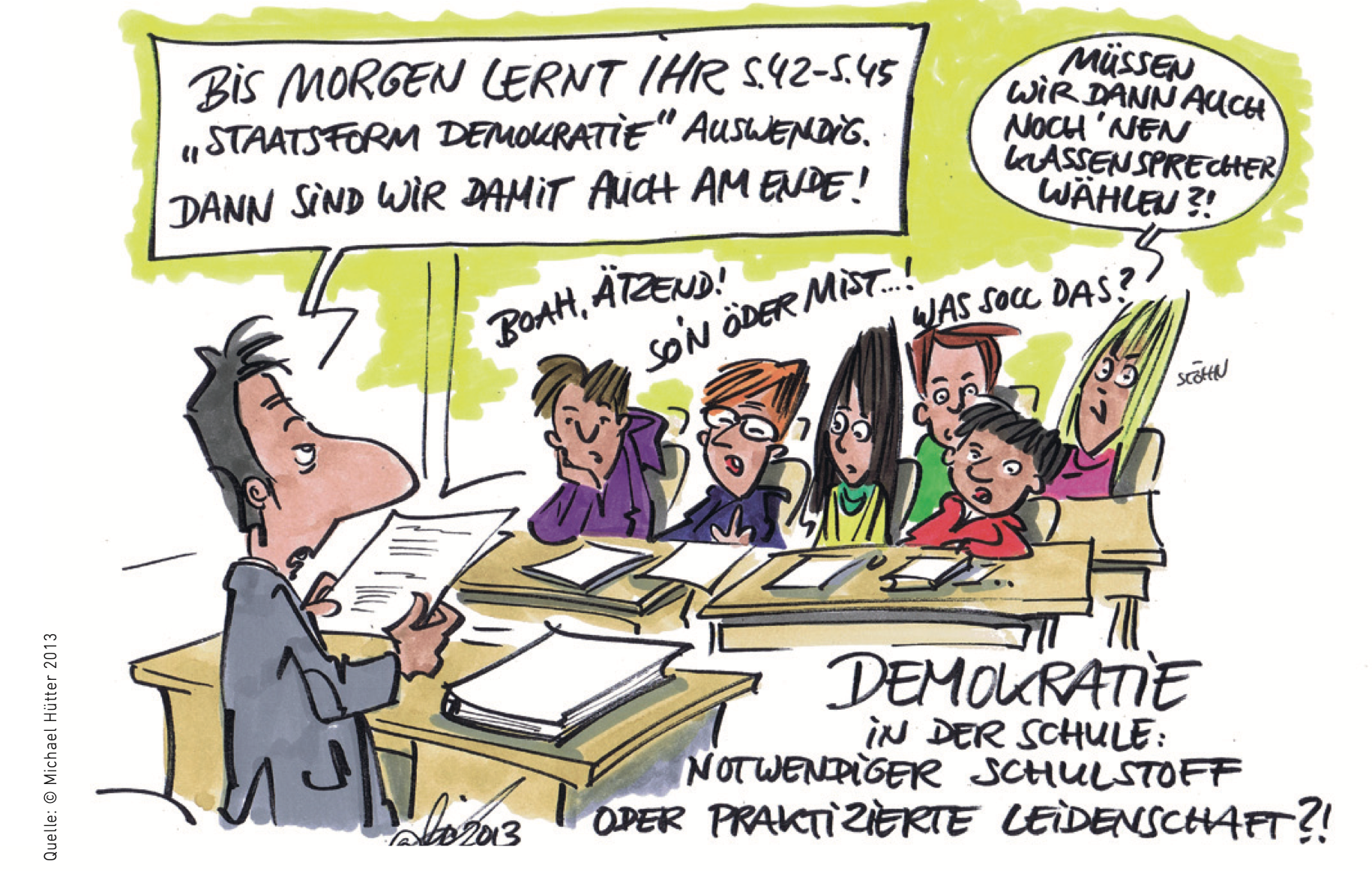 Karikatur: Demokratie in der Schule